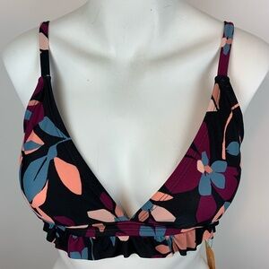 Kona Sol Floral Bikini Top- Small